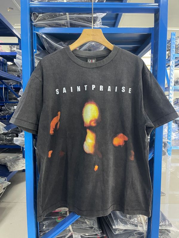 高品質 SAINT MICHAEL ICON ウォッシュ加工 オールド半袖 アメカジ レトロ プリント カップル Tシャツ 男女兼用|undefined