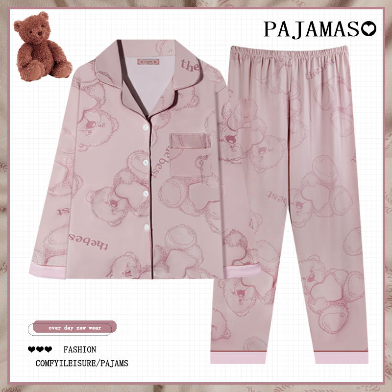 Pijamas a cuadros de algodón para mujer primavera y otoño 2025 nuevo estilo lindo traje de servicio a domicilio de manga larga de perro de pudín estilo ins