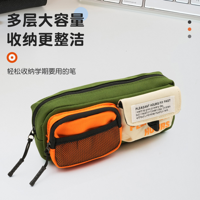 PU bolsas de bolígrafo impermeables para estudiantes de secundaria masculinos estilo coreano simple bolsas de papelería de tendencia deportiva