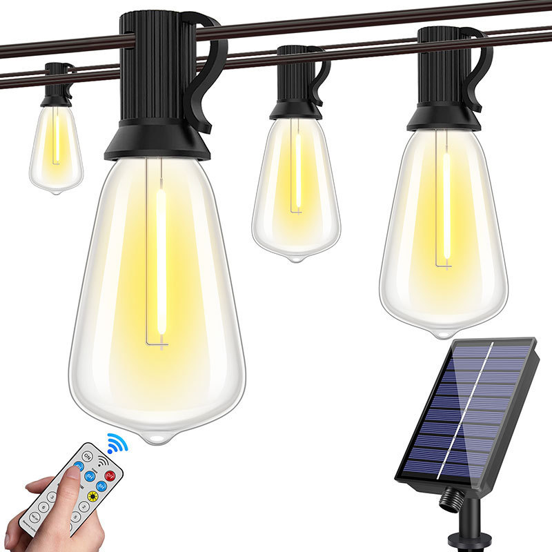 ST38 solar al aire libre string led transfronterizo impermeable control remoto Navidad colgar árbol decoración string de luces camping luz de atmósfera