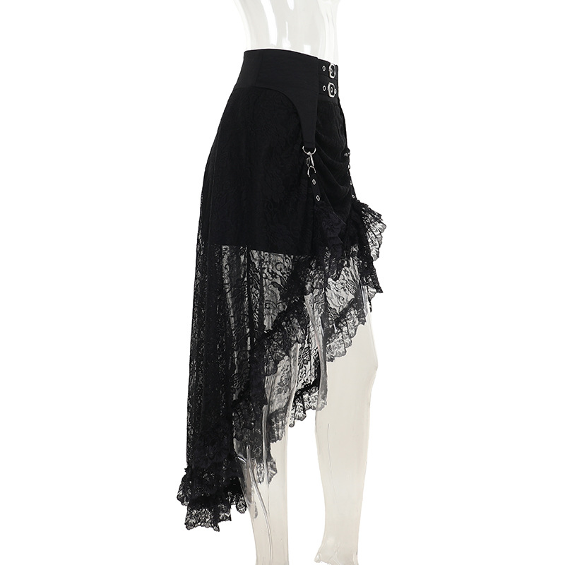 Autumn Lace Irregular Asymmetric Sexy off the Shoulder Tassel Top for Women