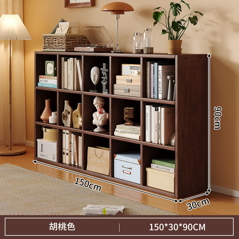 Gabinete bajo de madera sólida, gabinete de cuadrillas de color nuez, gabinete bajo de sala de estar doméstica, estante de almacenamiento contra la pared