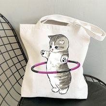 卡通猫可爱Cat 印花帆布袋单肩背包学生休闲全球外贸手提购物袋