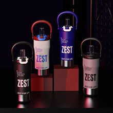 新款高颜值不锈钢保温杯户外带提手水杯带吸管大容量随行汽车杯