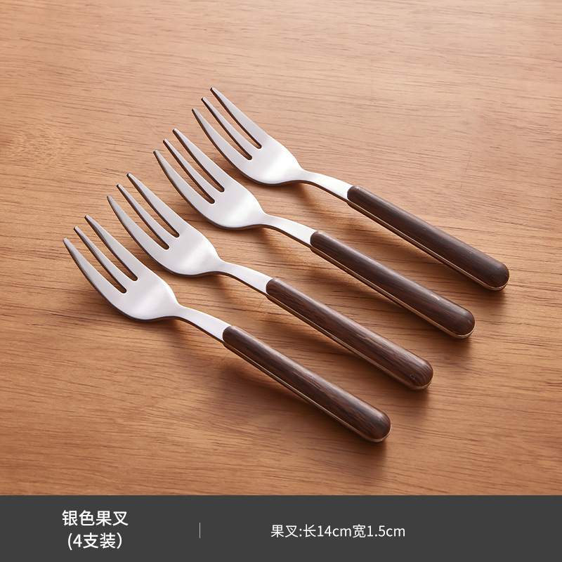Tenedor de frutas de acero inoxidable cuchillo y tenedor de aislamiento térmico de grado alimenticio de alta calidad retro tenedor de comedor para pastel y postre set de cubiertos