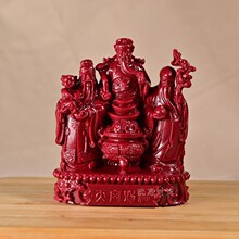 朱砂福禄三星天官赐福摆件供奉旺财客厅装饰品