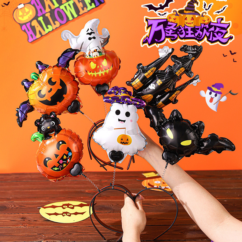 Duoyang 新製品クリエイティブハロウィンスプリングバルーンヘッドバンド面白いゴーストカボチャ装飾 [個別包装]|undefined
