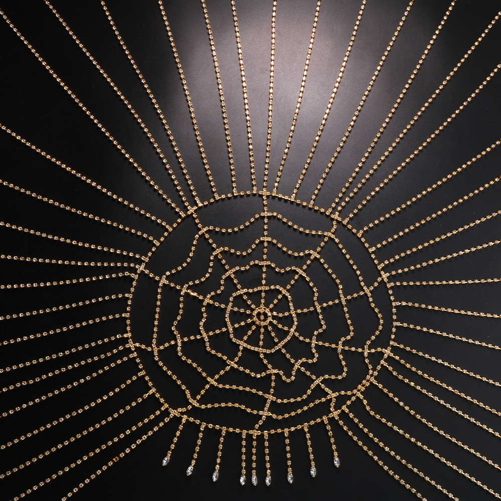 Cadena de pelo de diamantes de imitación de moda transfronteriza femenina europea y americana malla exagerada borla tendencia diadema accesorios para el cabello Tocado