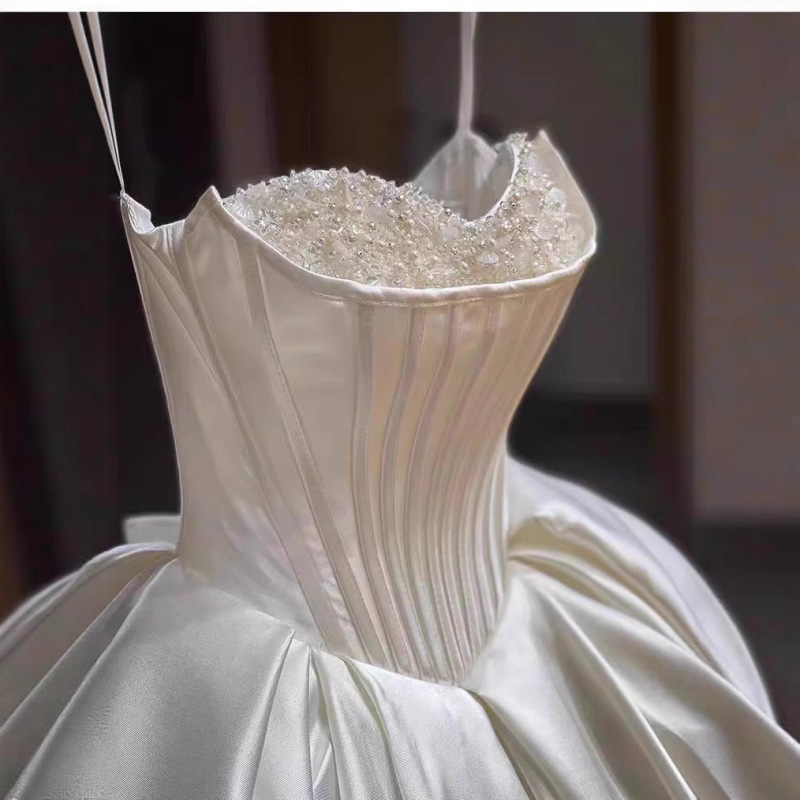 Wedding Dress Satin Main Wedding Dress Bride 2025 New Forest Style Tube Top Wedding French Palace Wedding Dress Satin Main Wedding Dress Bride 2025 New Forest Style Tube Top Wedding French Palace