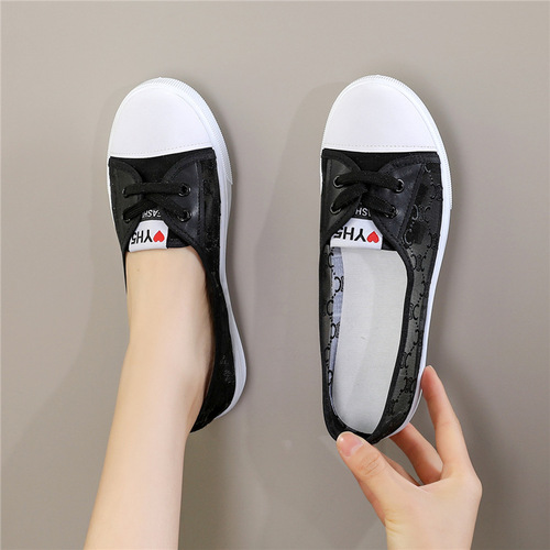 White shoes women's mesh shoes 2024 spring and summer new versatile autumn mesh breathable soft-soled canvas shoes female students' sneakers