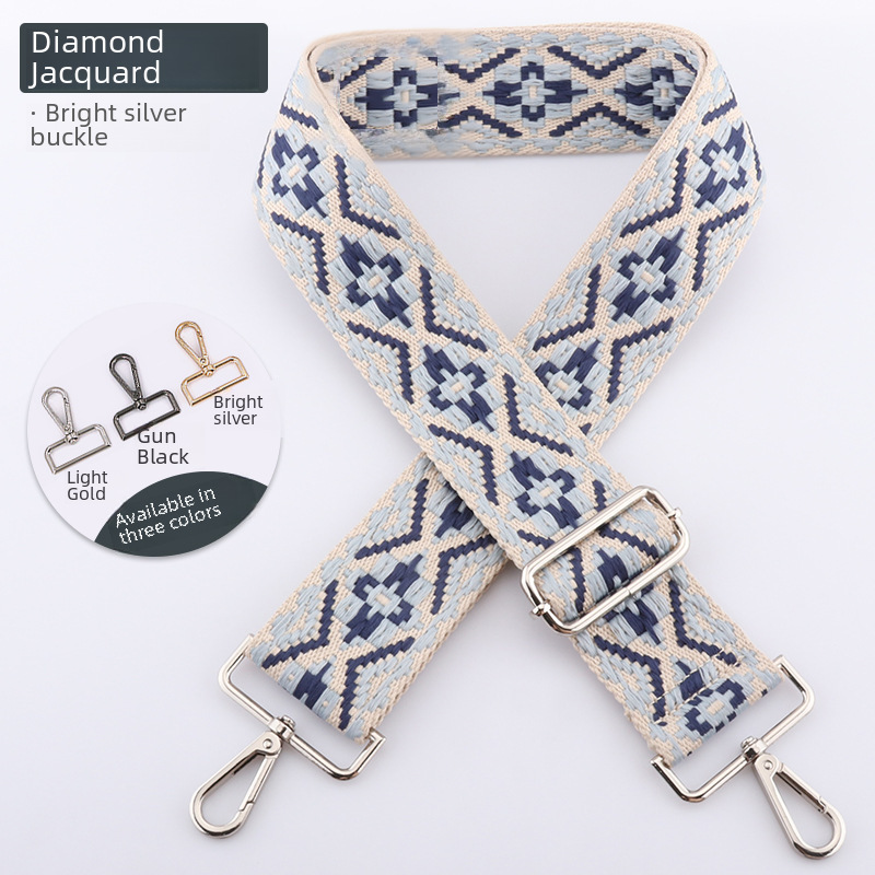 New Diamond Jacquard Bag Shoulder Strap Free Shipping Crossbody Adjustable Shoulder Strap Cross-Border 5cm Wide Shoulder Strap Bag Strap