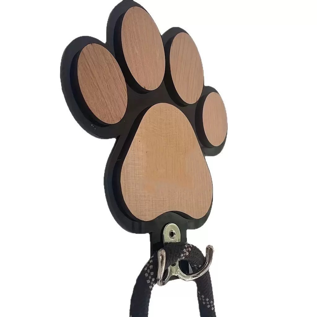Ventas transfronterizas de ropa caliente de cuerda de perro pared tiendas de mascotas creativas de pared decoración de pared de moda de madera huella de patas gancho