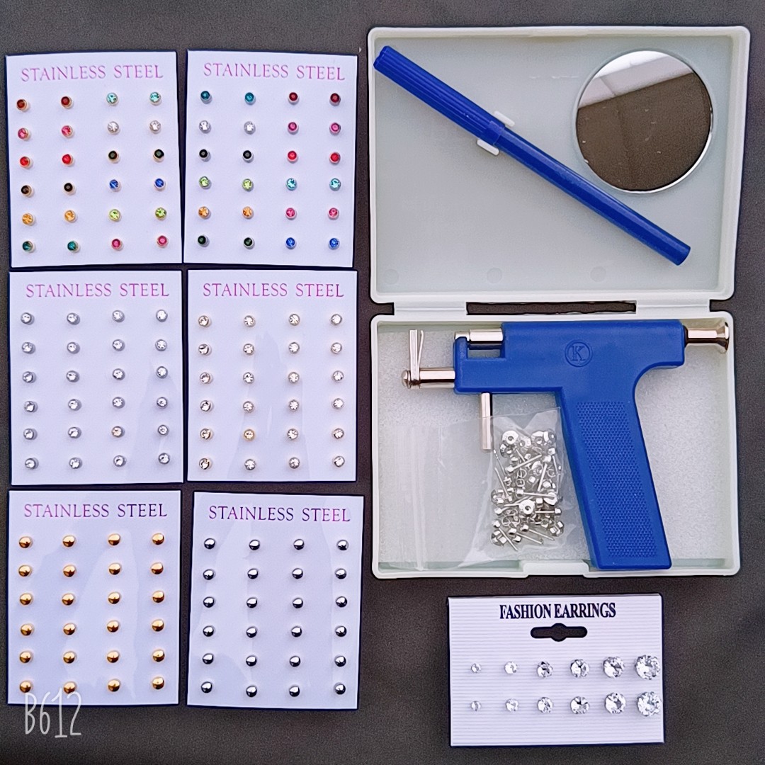 批发外贸打耳洞耳钉套装自己打耳钉新手儿童学生耳洞打孔器代销
