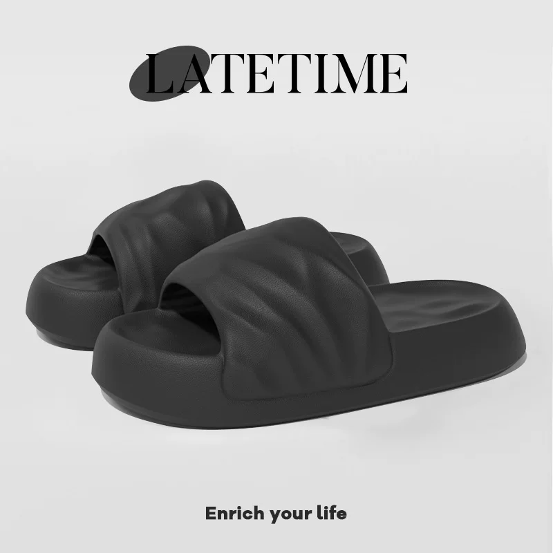 Летние тапочки платформы, трендовые нескользящие слайды, мягкая подошва