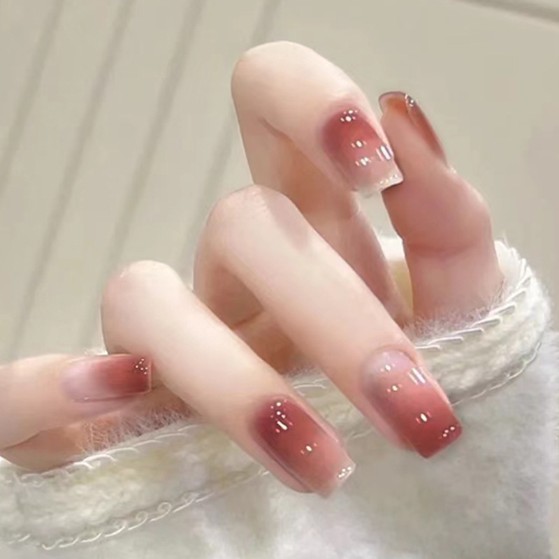 Temperament gentle milk coffee gradient nail art pure intellectual fashion nail art wear special nail piece wholesale Temperament gentle milk coffee gradient nail art pure intellectual fashion nail art wear special nail piece wholesale