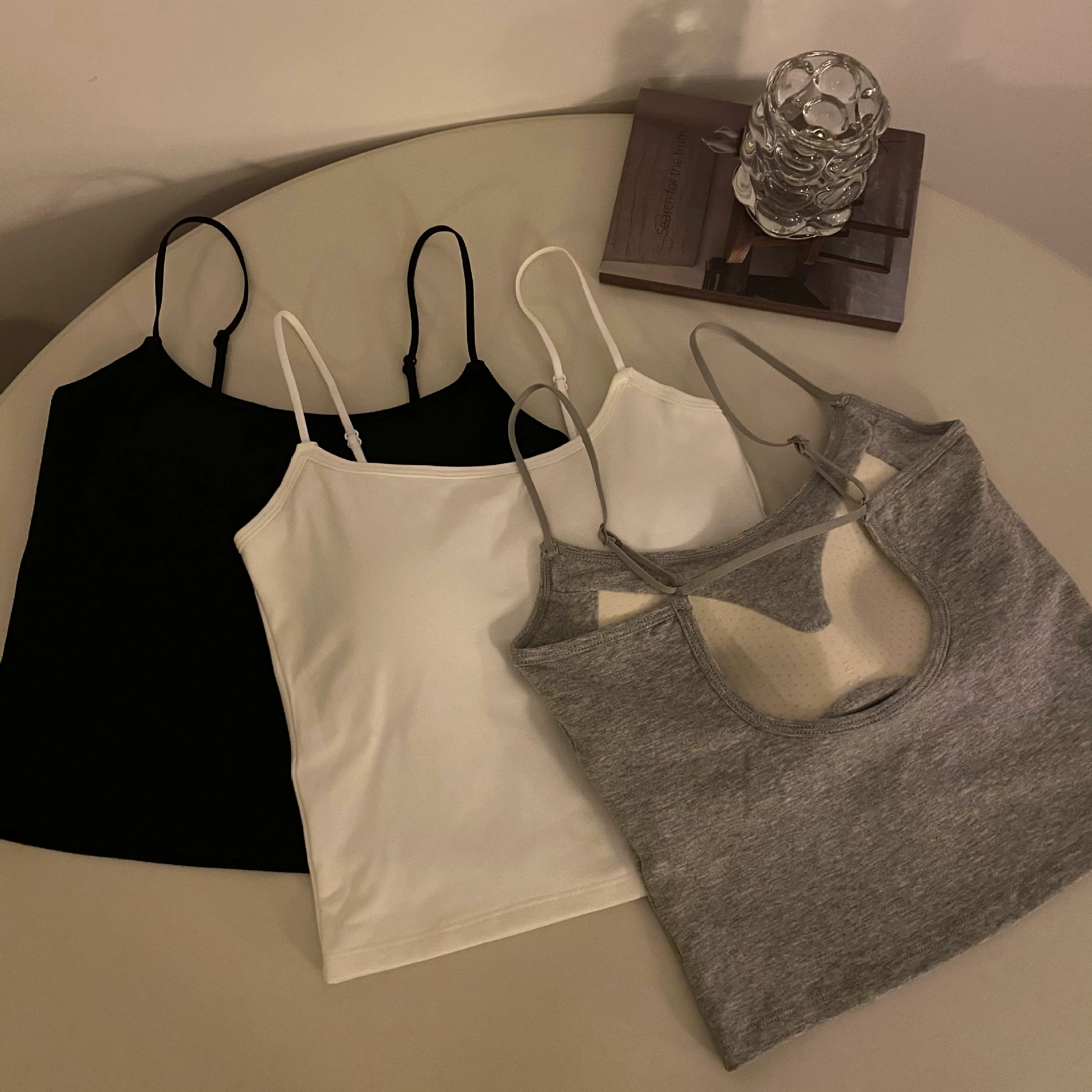 Warm autumn short base top with cups, beautiful back