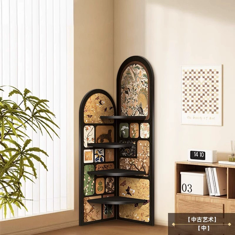 Религиозная? Medieval style floor-standing ornaments living room TV cabinet wall corner cabinet retro storage rack multi-layer triangle cabinet