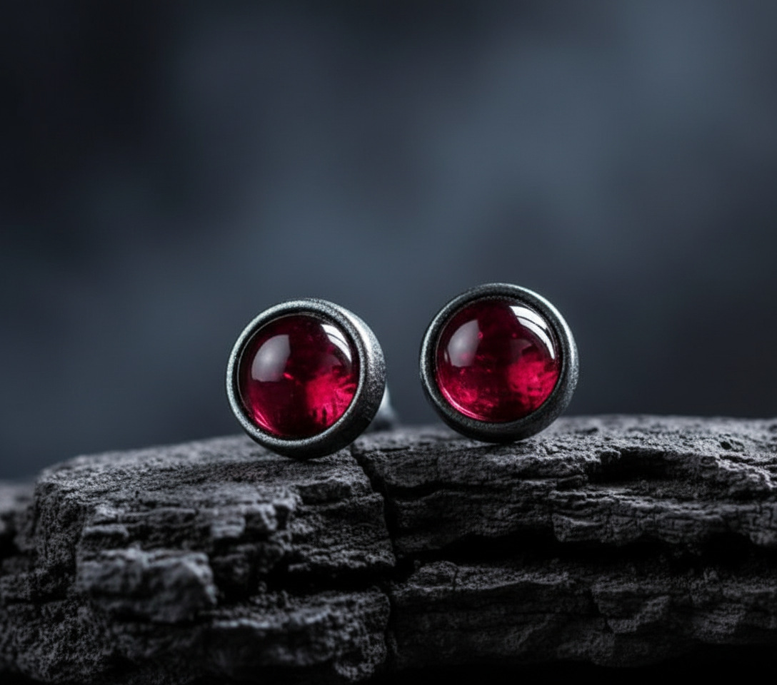 Pendientes de circonita retro de alta gama con diseño de ilusión roja oscura para hombre y mujer._voghion.com
