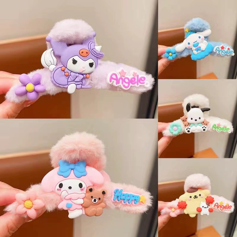 Sanrio, плюшевая заколка-краб из мультфильма, большая заколка для волос, милая акула, аксессуар для волос, оптовая продажа