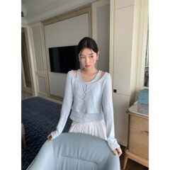 趋梦DT ETOLIE韩系ins修身无袖吊带背心+方领针织开衫短款两件套