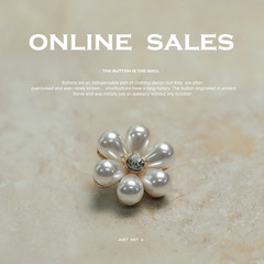 [Yi Sen] Chanel-inspired Celebrity-Style Pearl & Diamond-Inlaid Button Flower-Shape Cheongsam Leather Overcoat Suit Decorative Buttons