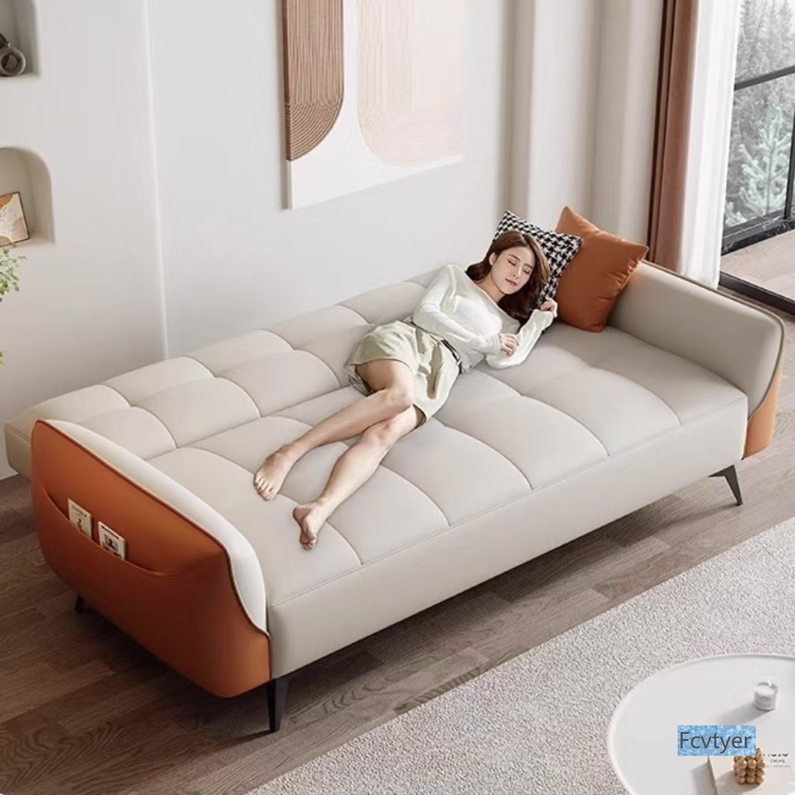 Ji Fei Xiang Cat Scratch-Resistant Folding Sofa Single, Suitable for Small Apartments, Dual-Use Apartment, Modern Simple Double Sofa Bed, Multifunctional