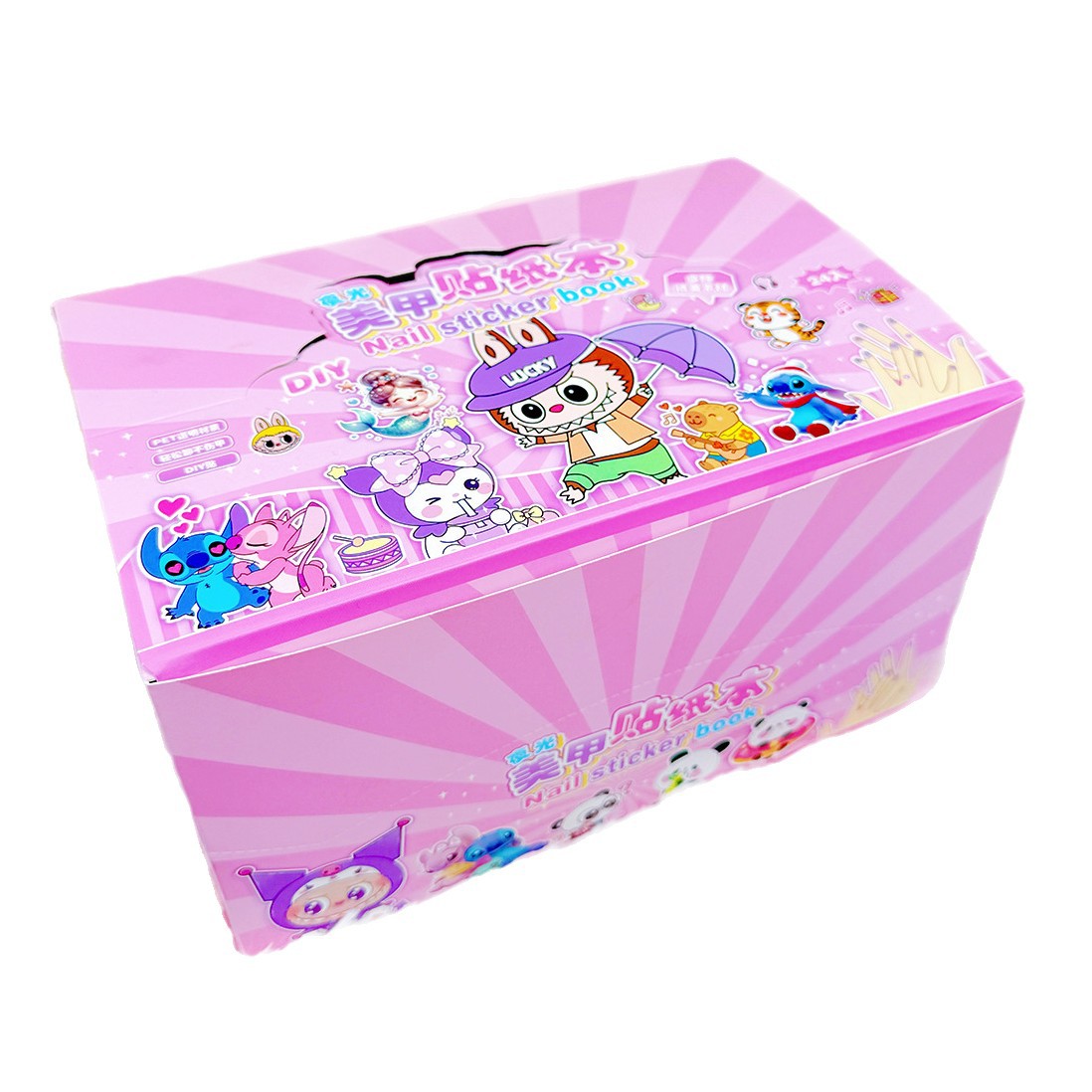 Cute pegatinas de uñas de luz nocturna chicas diy trajes personajes de vestuario dibujos animados regalos de niños pegatinas de manicura libro