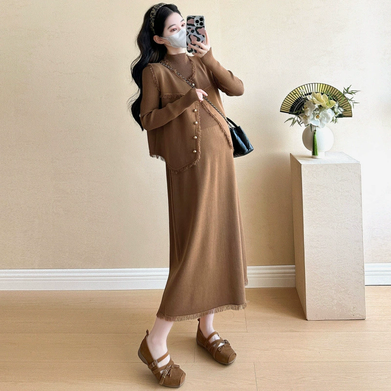 Модный жилет для беременных, платье, комплект, стиль Chanel