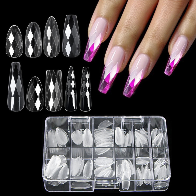120 pieces/140 pieces of three-dimensional nail stickers concave-convex glass to extend the nail tip full cover acrylic nail drill