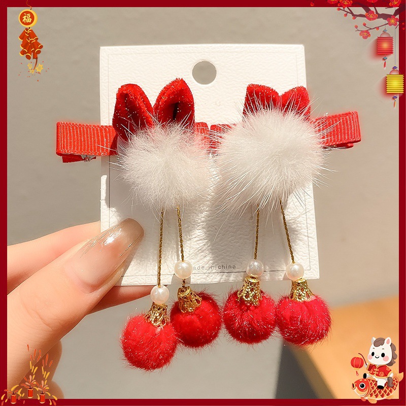 Horquilla Infantil con Borlas Chinas Hecha a Mano para Año Nuevo y Hanfu