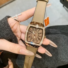 蒂米妮女表热卖玫红色皮带手表女士大盘小红书抖音直播爆款77120