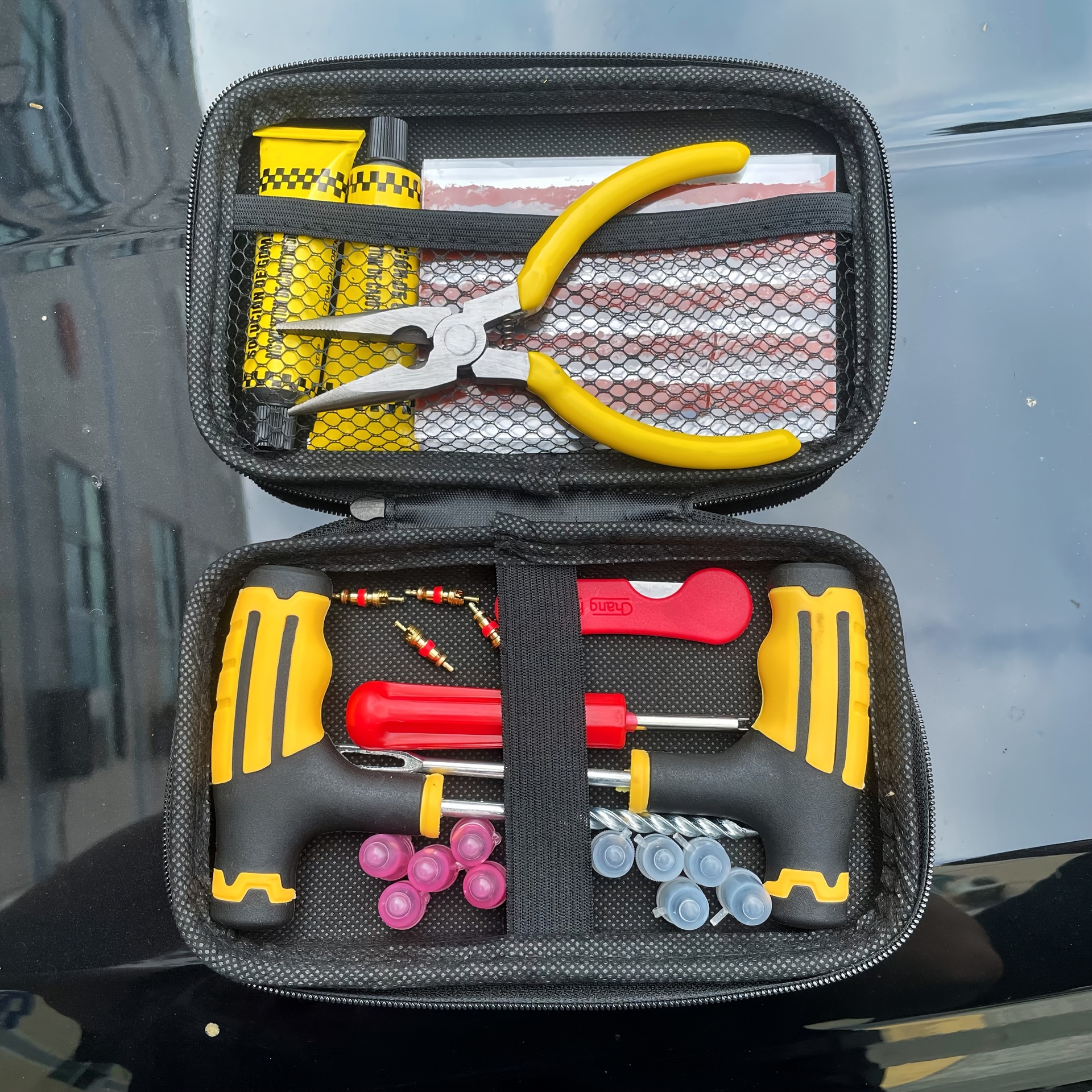Tire repair tool kit EVA bag for cars, motorcycles, electric vehicles, vacuum tire repair tool kit