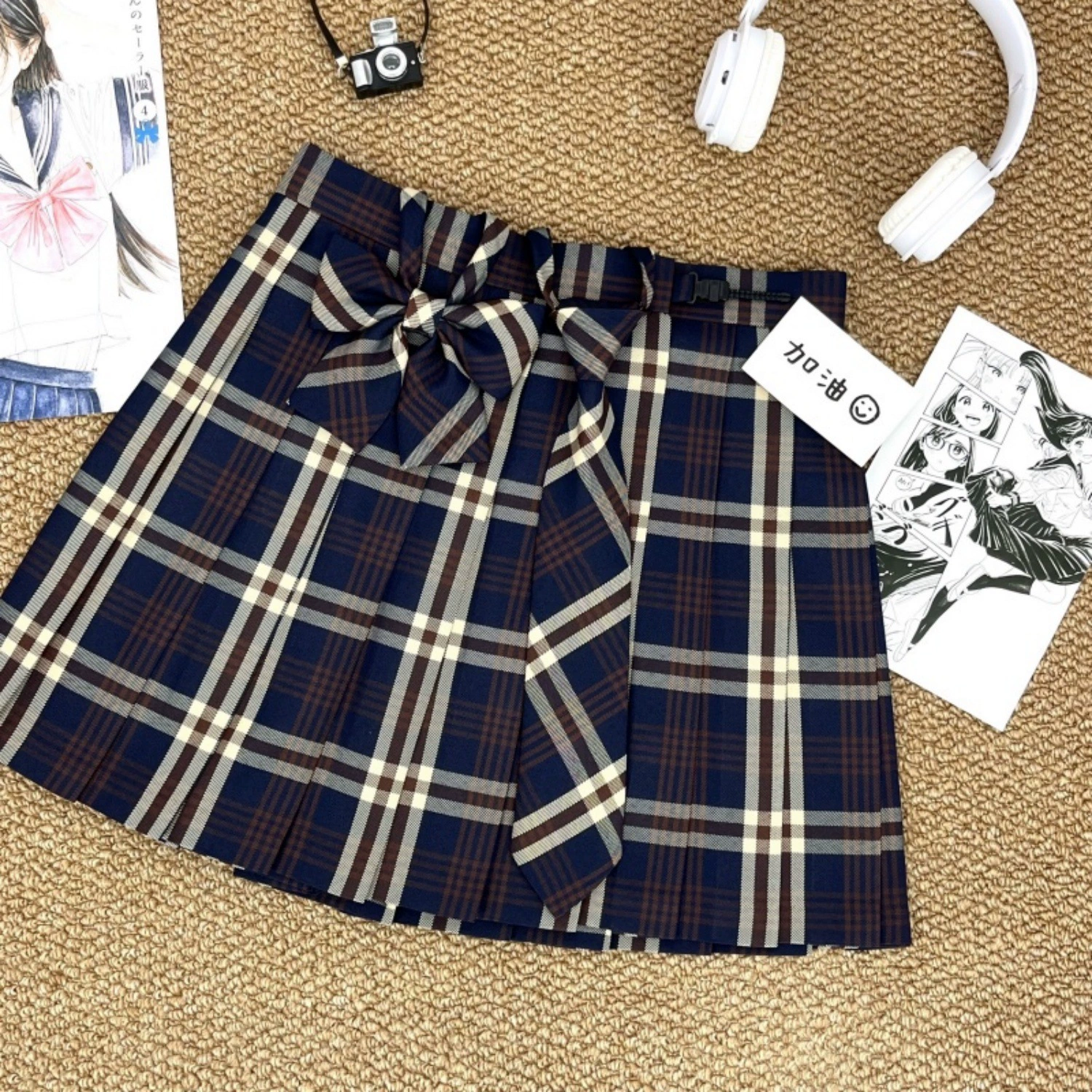 [Большой коричневый] Японский колледж стиль JK униформа студенческая юбка женская юбка с высокой талией юбка юбка плиссированная юбка короткая школа чувство