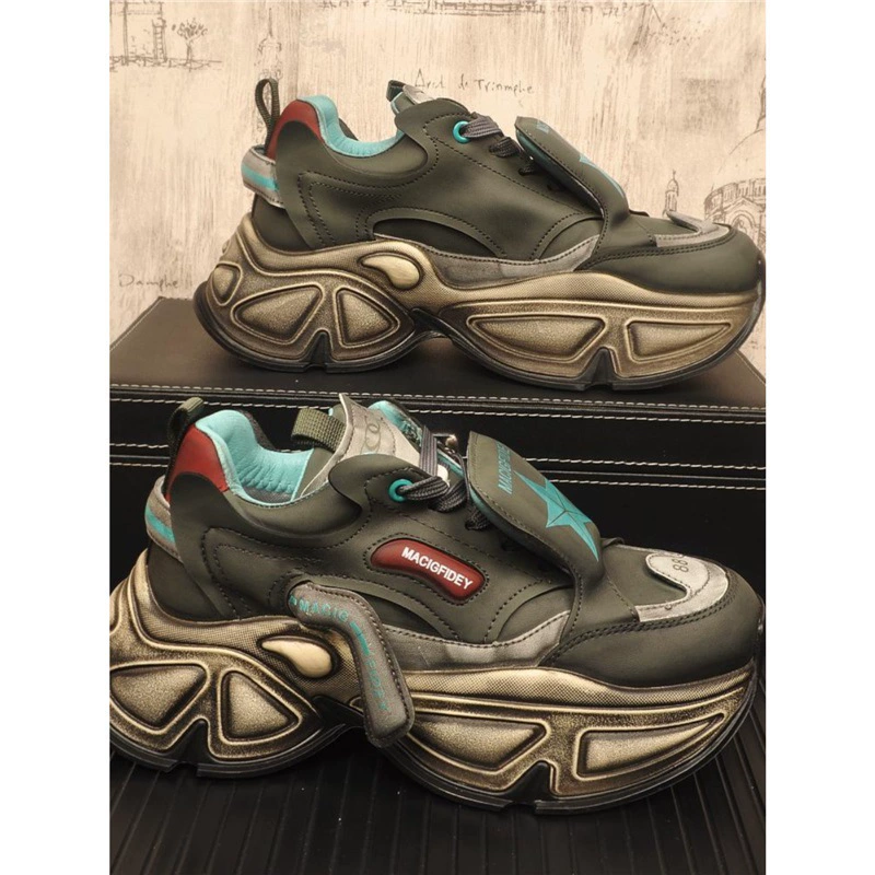 Обувь папы Мужская обувь 2025 новый ретро толстая подошва спортивная повседневная обувь индивидуальная тенденция