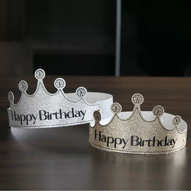 新款磨砂闪耀金银色生日皇冠帽 折叠式ins网红款生日派对装饰帽子