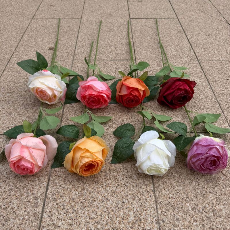 Single Stem Burnt-Edge Rose for Wedding Hall Decoration, High-End Artificial Flower for Flower Wall, Home Decor, Restaurant Ambiance Single Stem Burnt-Edge Rose for Wedding Hall Decoration, High-End Artificial Flower for Flower Wall, Home Decor, Restaurant Ambiance