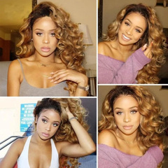 Eurasian new style top gradient fashionable middle part long curly wigs with high temperature silk synthetic hair cap manufacturer wholesale