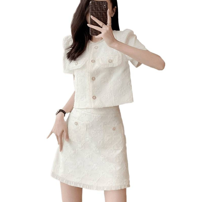 小香风套装裙女2025新款夏天小个子法式裙子轻奢设计感女装两件套|undefined