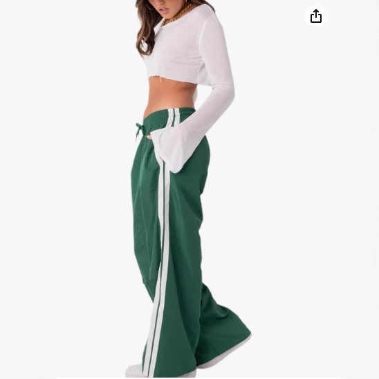 New cross-border European and American independent station women's jogging pants with pocket elastic waist straight pants side stripe sports pants