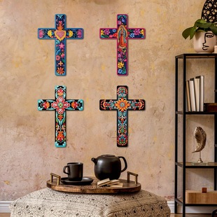 Cross Border Wall Decoration Wooden Crafts Cross Listing Easter Home Pendant UV Print Wooden Card