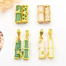 古风竹节微镶锆石古法金合成石小众设计感节节高中式雅竹穿孔配件