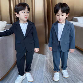 22023春季韩国男童休闲西装两件套装大中小男女儿童韩版洋气代理
