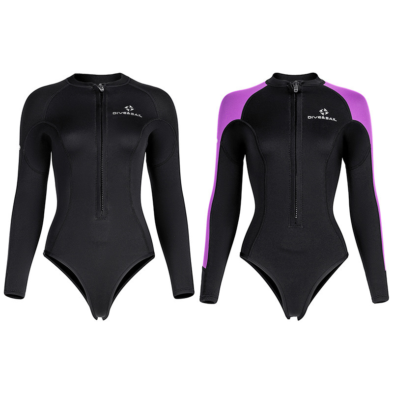 DIVE&SAIL ウェットスーツ 2MM 厚みのある防寒ワンピースシュノーケリングスーツ サーフィンウェットスーツ 長袖日焼け止めクラゲスーツ 女性用|undefined