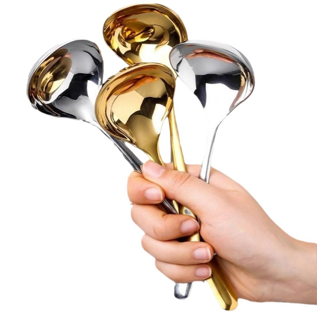 304 cuchara de sopa de acero inoxidable cuchara espesada mango largo cabeza grande cáscara de sopa Hotel hogar cocina traje cuchara olla caliente