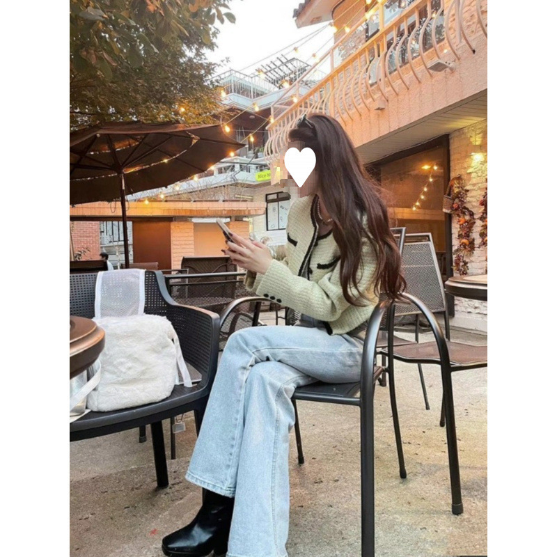 Tianyu Versatile Light Green Tweed Socialite Style Short Jacket for Women, Elegant Socialite Top for Autumn