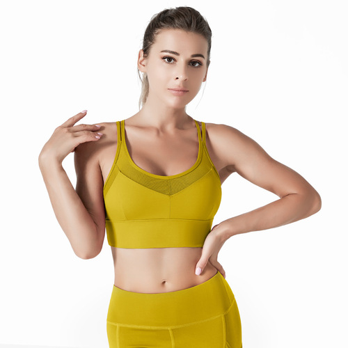Nylon lulu summer shockproof sports yoga bra underwear women's sling breathable beauty back morning running fitness vest