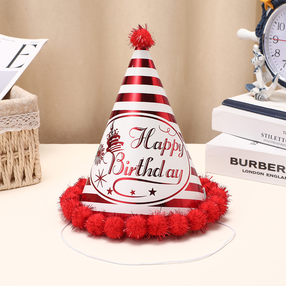 comercio exterior cumpleaños sombrero sombrero de papel estampado sombrero de plumper fiesta vestir atmósfera vestir sombrero de punta fábrica al por mayor