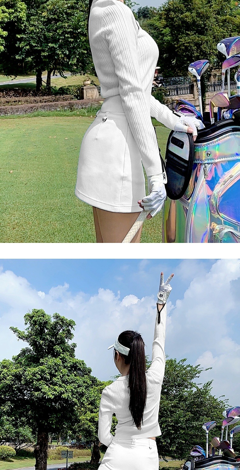 Áo len nữ chơi golf PGM cổ tim đào mùa thu đông ấm áp — YF754 [váy len ấm/thiết kế rỗng/viền và giảm béo] áo len trắng chi tiết 6