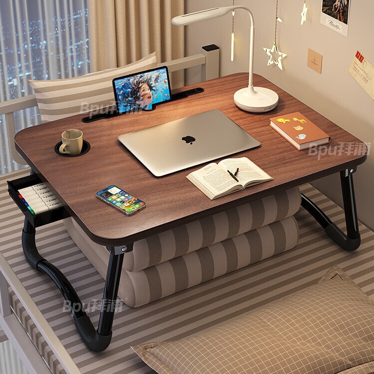 Small Bed Table for Home Office, Foldable Writing Desk, Simple Laptop Table for College Dormitories