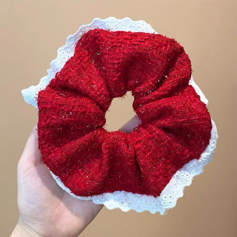 레이스 장식 빨간 머리끈